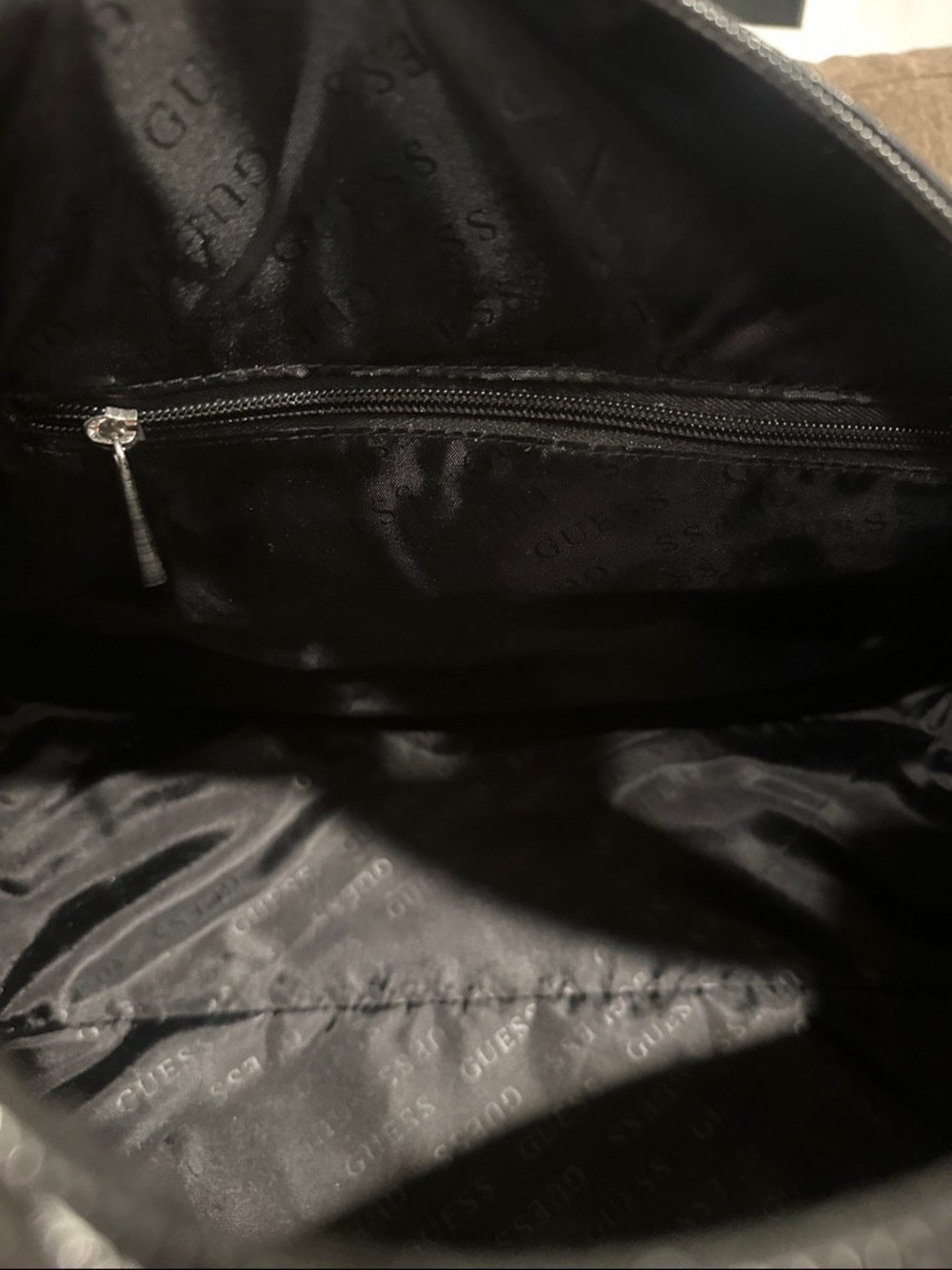 Guess Black Glossy Monogram Weekender with Tan Accents - Picture 7 of 9